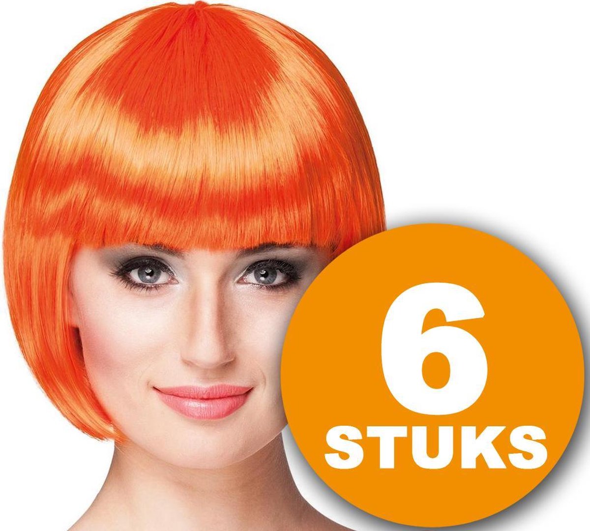 Oranje Pruik | 6 stuks Oranje Feestpruik 